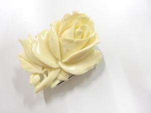 アンティーク　本象牙　薔薇　帯留め